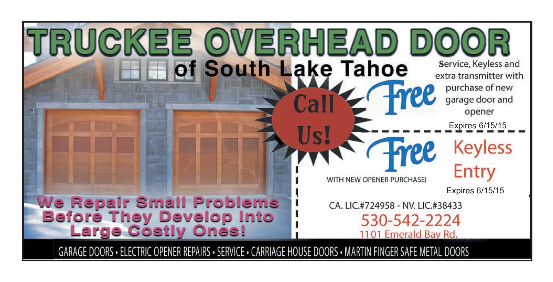 Truckee Overhead Door of South Lake Tahoe